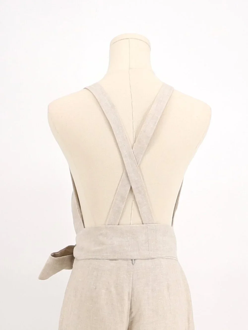 NWOT REFORMATION Dani Linen Crossback Jumpsuit in Sand Size 4